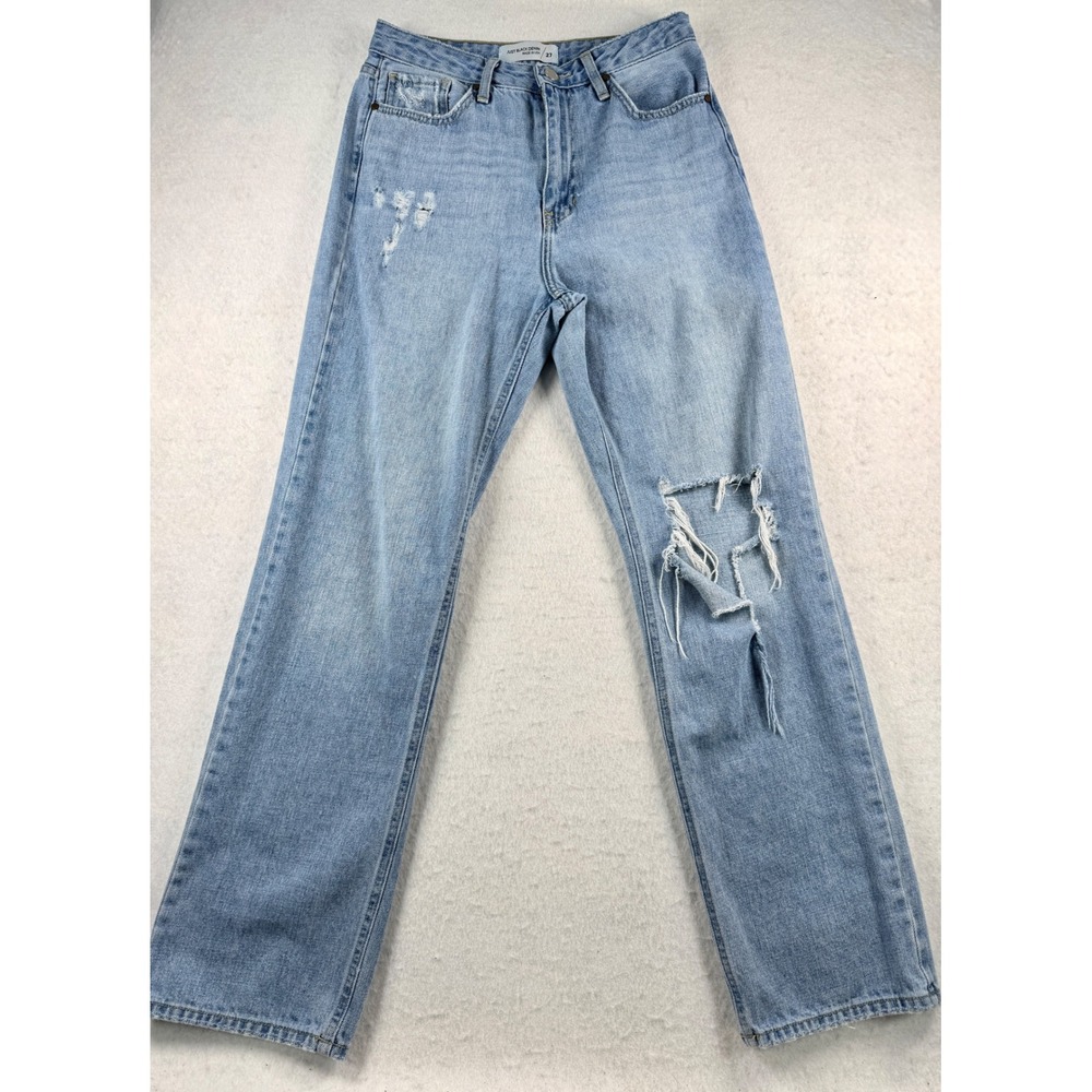 Just Black Denim BP338N 27 Light Wash Distressed High Rise Straight Jeans